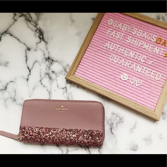 Kate Spade Greta Court Zip Around Wallet Glitter - Picture 2 of 5
